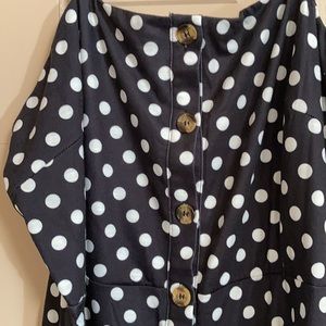 Adorable black and white polka dot a line dress